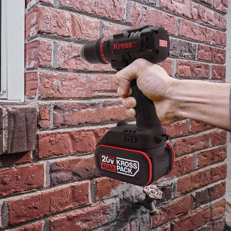Kress KUC30 20Volt/4.0Ah Li-ion İkili Batareya Fırçasız Professional Simsiz Zərbəli Qazma