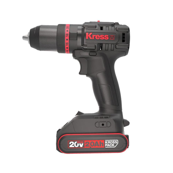 Kress KUC30.1 20Volt/2.0Ah Li - ion 60Nm Çift Akülü Kömürsüz Profesyonel Şarjlı Darbeli Matkap - Onivias