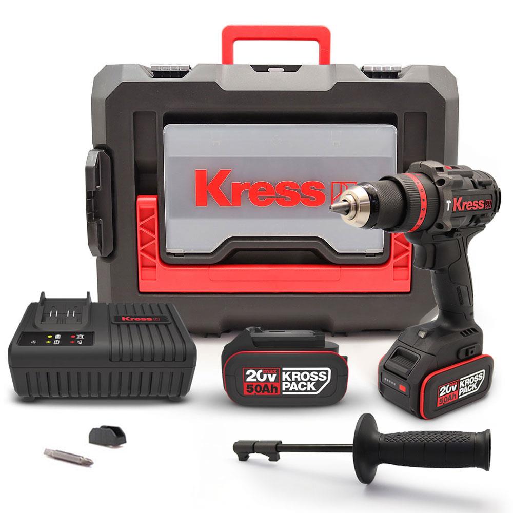 Kress KUC33.1 20Volt/5.0Ah Li - ion 95Nm Çift Akülü Kömürsüz Profesyonel Şarjlı Darbeli Matkap - Onivias