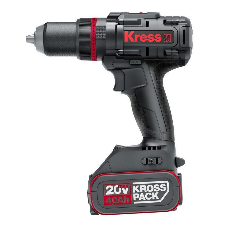 Kress KUC35 20Volt/4.0Ah Li-ion İkili Batareya Fırçasız Professional Simsiz Zərbəli Qazma