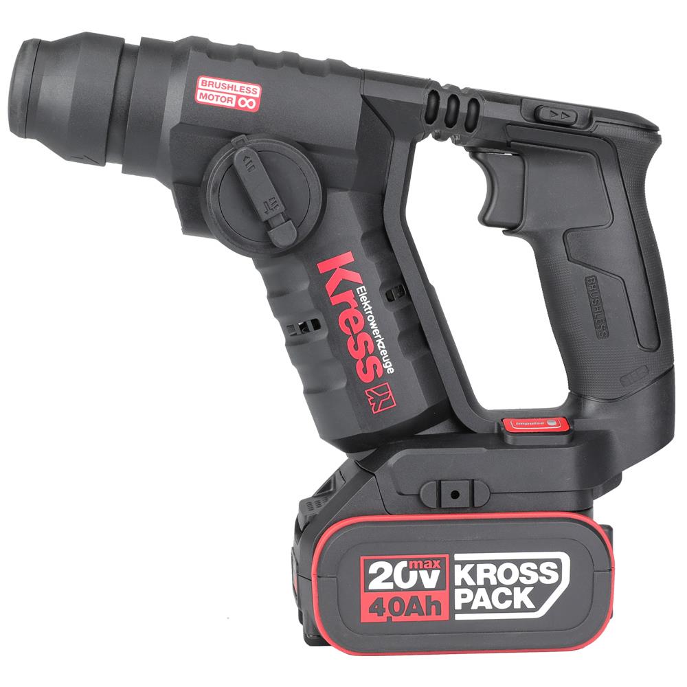 Kress KUC50.2 20Volt/4.0Ah. Li - ion Çift Akülü Kömürsüz 1.7J Profesyonel SDS - Plus Pnömatik Matkap + 10mm Mandren - Onivias