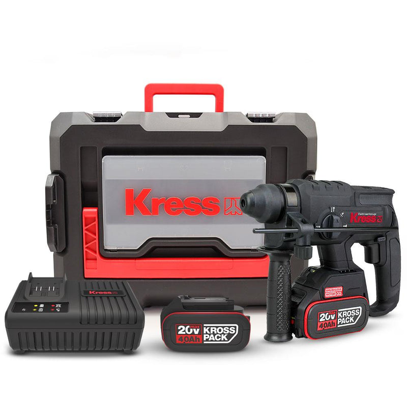 Kress KUC60.2 20Volt 4.0Ah. 2.0J Li-ion İkili Batareya Fırçasız Professional SDS-Plus Pnevmatik Çəkic/Qazma