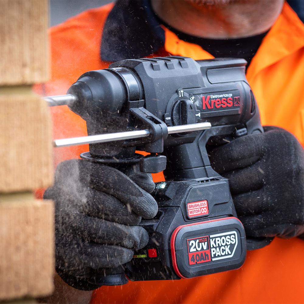 Kress KUC60.2 20Volt 4.0Ah. 2.0J Li - ion Çift Akülü Kömürsüz Profesyonel SDS - Plus Pnömatik Kırıcı/Delici - Onivias