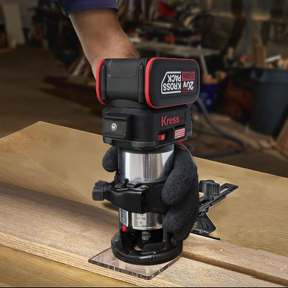 Kress KUD26.91 20Volt Kömürsüz 6/8mm Devir Ayarlı Şarjlı Profesyonel Avuç İçi El Frezesi Formika Tıraşlama (Akü Dahil Değildir) - Onivias