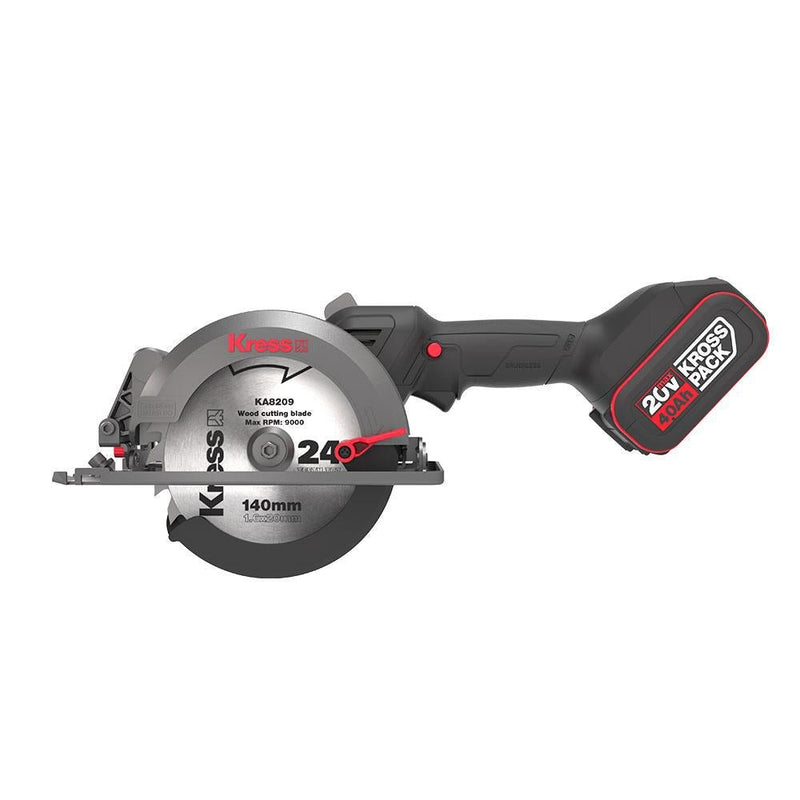 Kress KUE11 20Volt 4.0Ah. Li-ion 140MM ikiqat batareyalı fırçasız peşəkar çoxməqsədli dairəvi mişar 