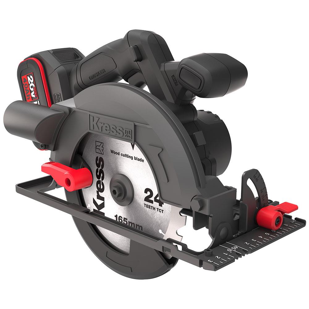 Kress KUE12.1 20Volt 4.0Ah. Li - ion 165MM Çift Akülü Kömürsüz Profesyonel Daire Testere - Onivias