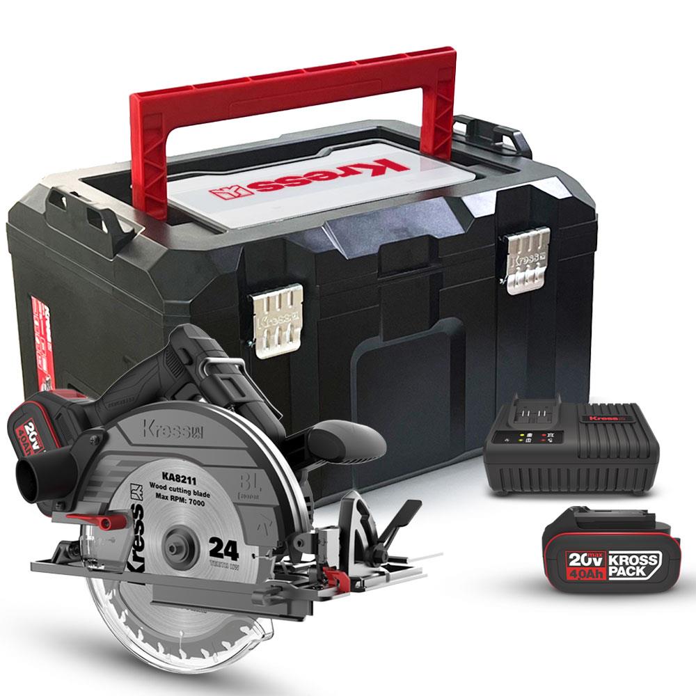 Kress KUE15 20Volt 4.0Ah. Li - ion 185MM Çift Akülü Kömürsüz Profesyonel Daire Testere - Onivias