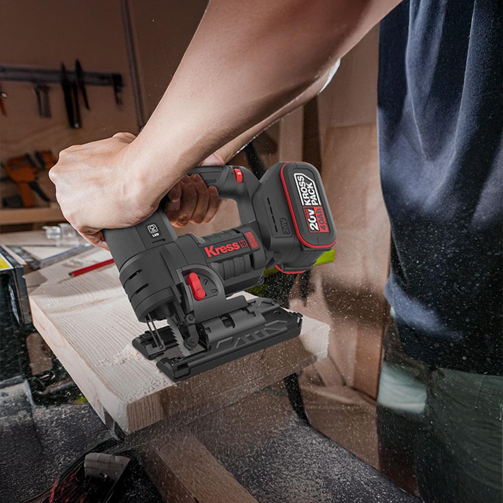 Kress KUE26 20Volt 4.0Ah Li - ion Çift Akülü Profesyonel Kömürsüz Devir Ayarlı Şarjlı Dekupaj Testere - Onivias