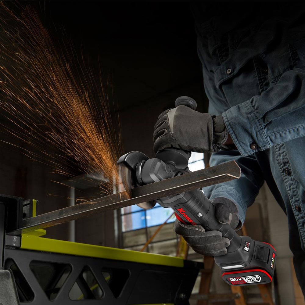 Kress KUH04.1 20Volt 5.0Ah. Li - ion Çift Akülü 125mm Kömürsüz Profesyonel Devir Ayarlı Alttan Tetikli Avuç Taşlama - Onivias