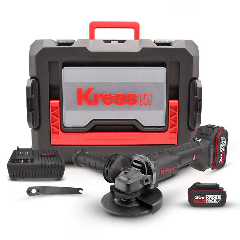 Kress KUH10.2 20Volt 4.0Ah. Li-ion İkiqat Batareya 125mm Fırçasız Professional Təkrar doldurulan Sürəti Tənzimlənən Bucaq Taşıyıcı 