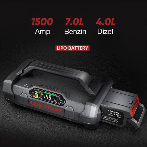 Lokithor APARTX1500 12V 1500Amp Li - Polimer Akıllı Akü Takviye + Pompa + Powerbank + Led Lamba - Onivias