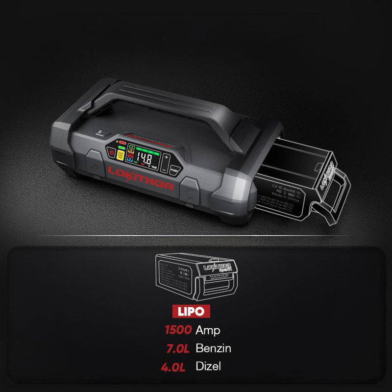 Lokithor APARTX1500 12V 1500Amp Li-Polimer Ağıllı Batareya Gücləndirici + Nasos + Enerji Bankı + LED Lampa