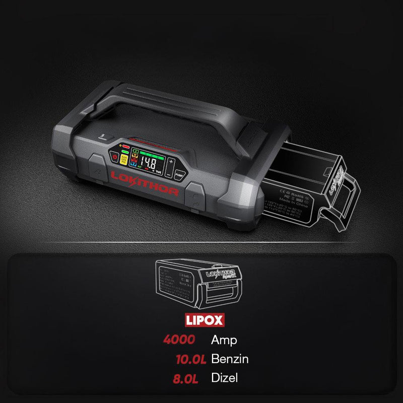 Lokithor APARTX4000 12V 4000Amp Li-Polimer Ağıllı Batareya Gücləndirici + Nasos + Enerji Bankı + LED Lampa 