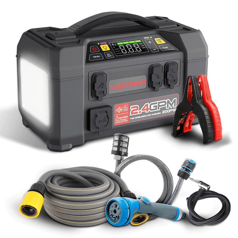 Lokithor AW401 12V 2500Amp Li - Polimer Akıllı Akü Takviye + Pompa + Basınçlı Yıkama + Powerbank + Led Lamba - Onivias