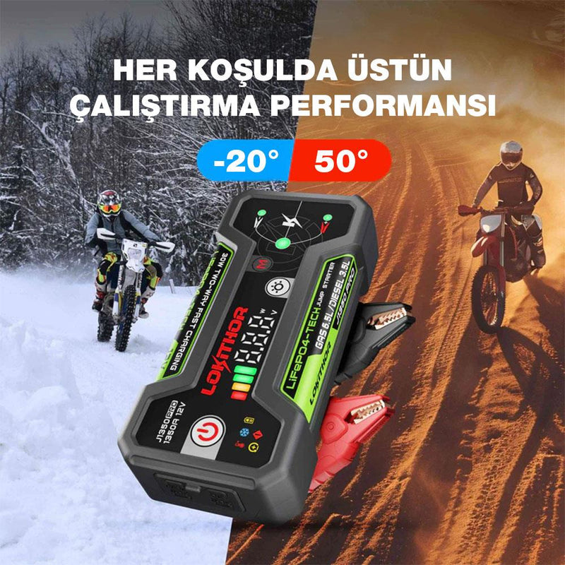 Lokithor J1350PRO 12V 1350Amp LiFePO4 Ağıllı Batareya Gücləndiricisi + Powerbank + LED Lampa