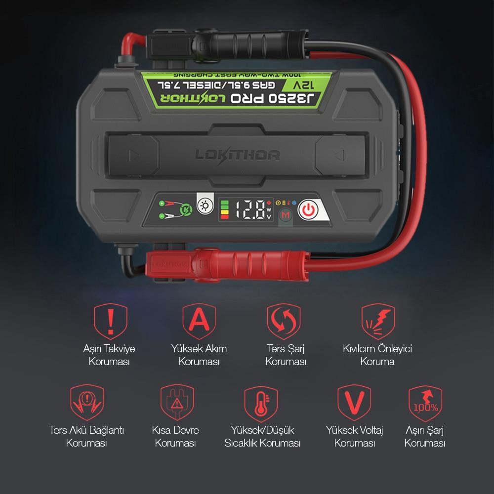 Lokithor J3250PRO 12V 3250Amp LiFePO4 Akıllı Akü Takviye + Powerbank + Led Lamba - görsel 8