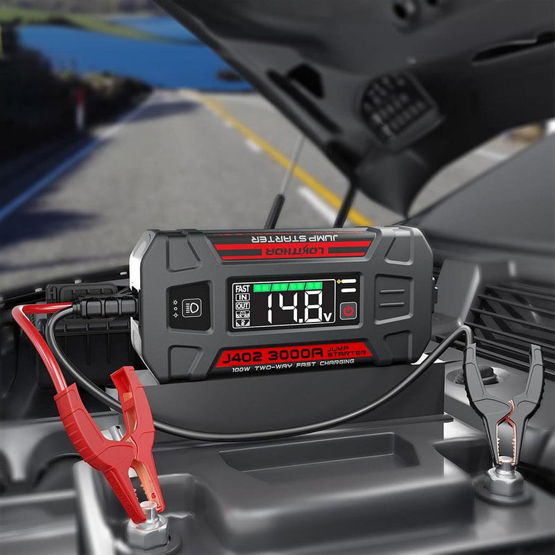 Lokithor J402 12V 3000Amp Li-Polimer Ağıllı Batareya Gücləndirici + Powerbank + LED Lampa
