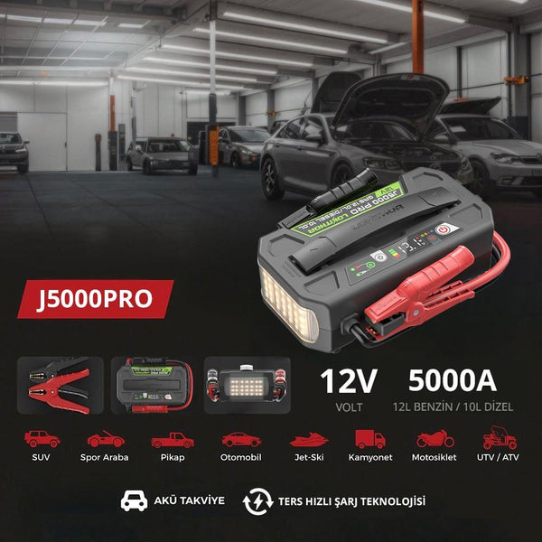 Lokithor J5000PRO 12V 5000Amp LiFePO4 Akıllı Akü Takviye + Powerbank + Led Lamba - görsel 3