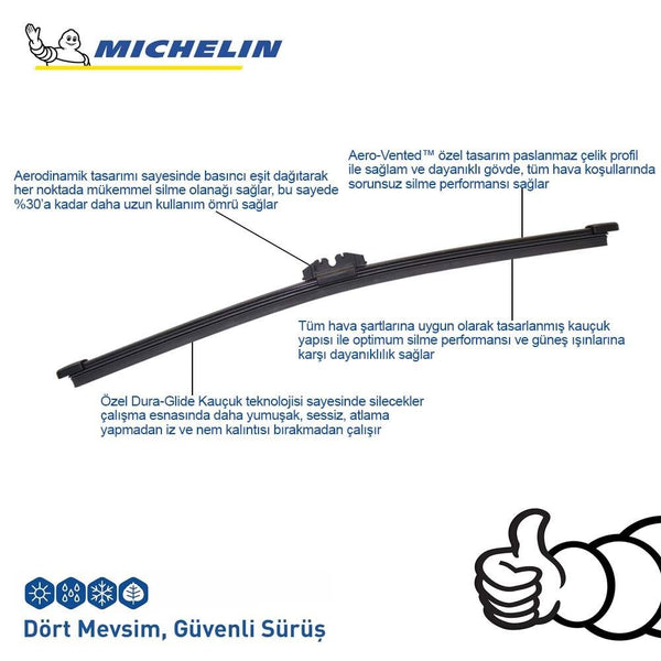 Michelin EASYCLIP™ MCR380 38CM 1 Adet Universal Muz Tipi Arka Silecek - Onivias