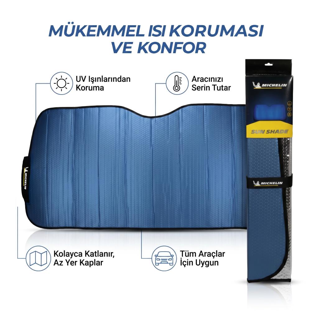 Michelin MC3000 130x70cm Universal Balonlu Premium Ön Cam Güneşliği
