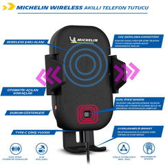 Michelin MC33368 Wireless Telefon Şarj Cihazı ve Dokunmatik Akıllı Telefon Tutucu - Onivias