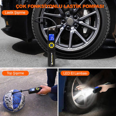 Michelin MC33382 Şarjlı Li - ion 150PSI Taşınabilir Dijital Basınç Göstergeli Led Aydınlatmalı Lastik Şişirme Pompası - Onivias