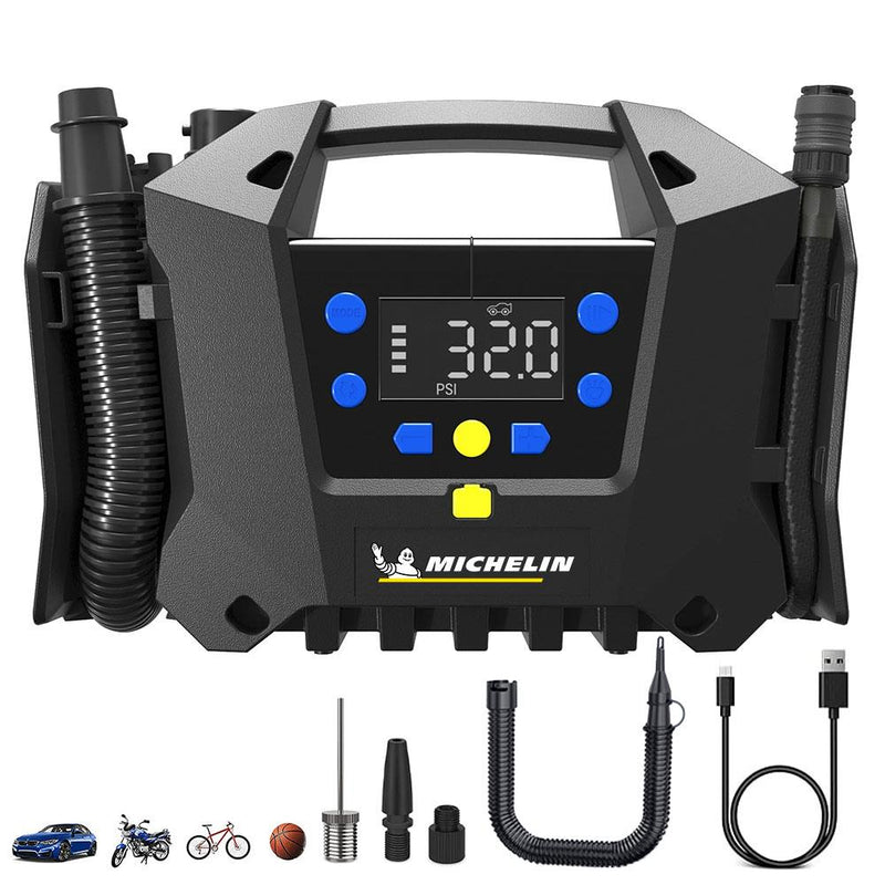 Michelin MC34259 11.1Volt/2.5Ah.120PSI Tənzimlənən Rəqəmsal Təzyiq Ölçer Təkər və Döşək Doldurma Pompası 