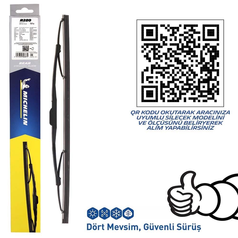 Michelin Rainforce™ MCR280 28CM 1 Adet Universal Telli Arka Silecek - Onivias