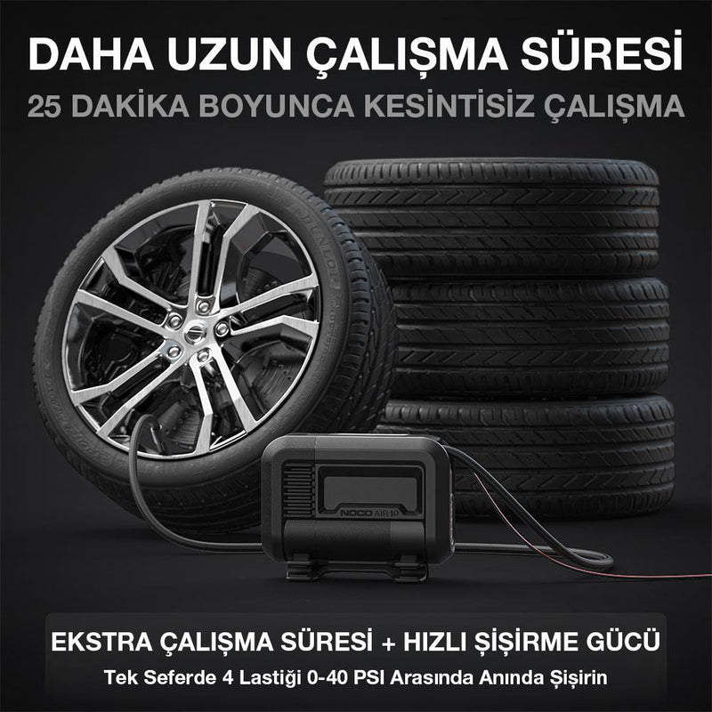 NOCO AIR10 12Volt 60 PSI Tənzimlənən Rəqəmsal Təzyiq Ölçerli Peşəkar Təkər Şişirmə Pompası 