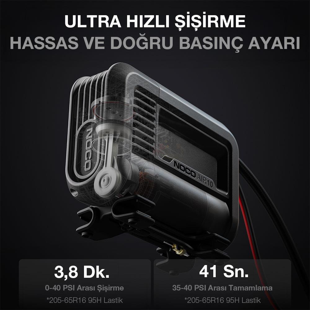 NOCO AIR10 12Volt 60 PSI Ayarlanabilir Dijital Basınç Göstergeli Profesyonel Lastik Şişirme Pompası - Onivias