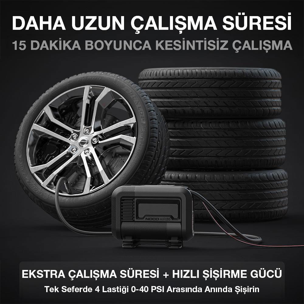 NOCO AIR20 12Volt Akü Bağlantı Maşalı 100 PSI Ayarlanabilir Dijital Basınç Göstergeli Profesyonel Lastik Şişirme Pompası - Onivias