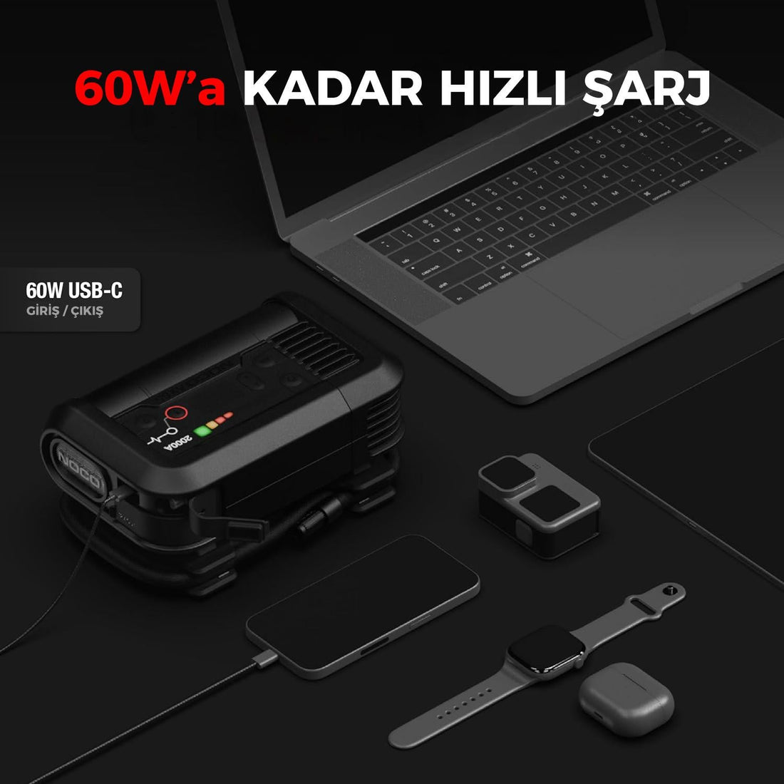 NOCO AX65 12V Lityum 2000Amp Akıllı Akü Takviye + Pompa + Powerbank + Led Lamba - Onivias