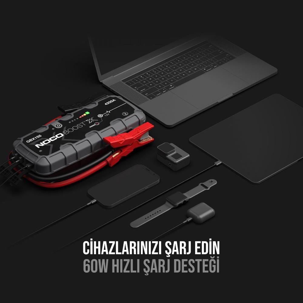 NOCO GBX155 12V 4250Amp Ultrasafe Lityum Akü Takviye + Powerbank + Led Lamba - Onivias