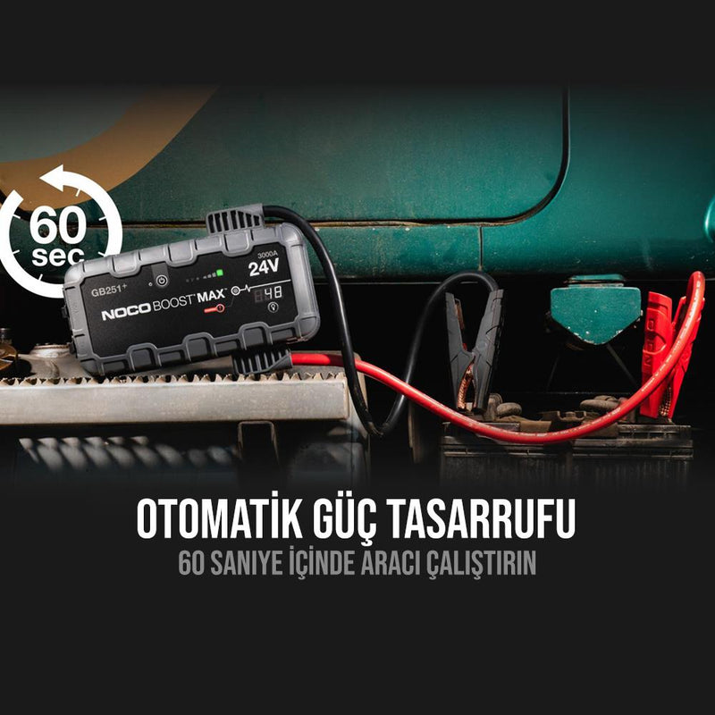 NOCO Genius GB251 24V 3000Amp Ultrasafe Litium Batareya Gücləndiricisi + Powerbank + LED Lampa 