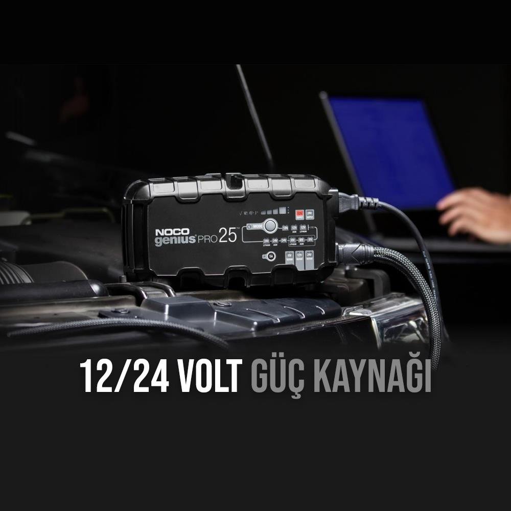 NOCO GENIUSPRO25 6V/12V/24V 1000A Akıllı Akü Şarj ve Akü Bakım/Desülfatör/Power Supply - Onivias