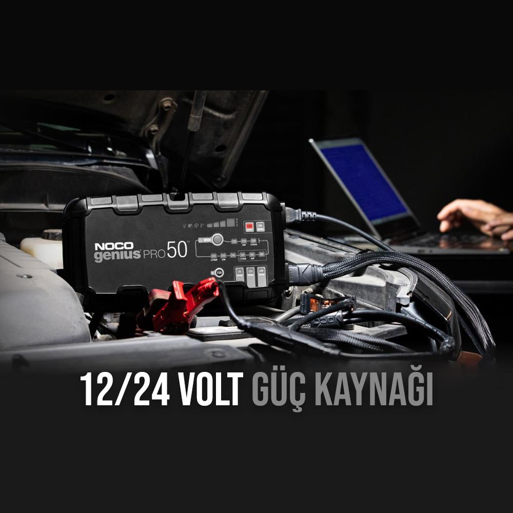 NOCO GENIUSPRO50 6V/12V/24V 1000A Akıllı Akü Şarj ve Akü Bakım/Desülfatör/Power Supply - Onivias