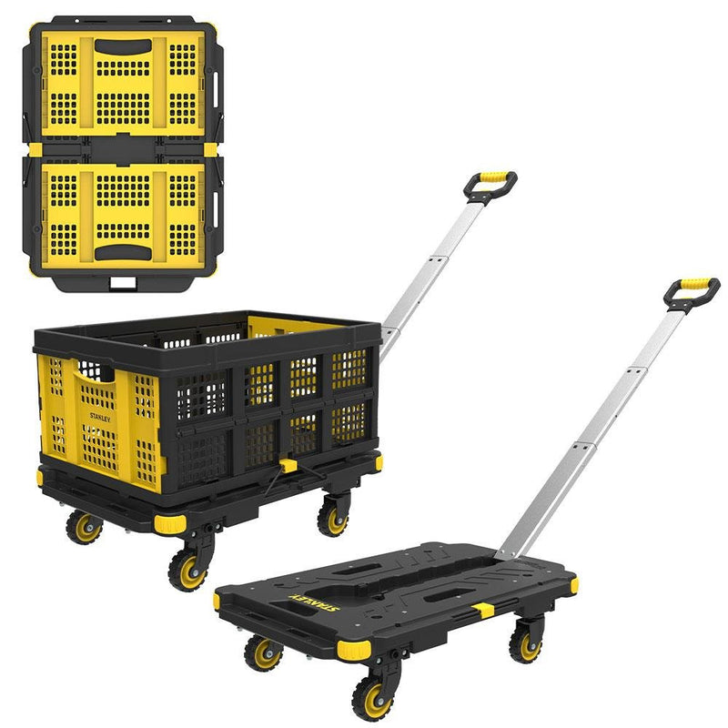 STANLEY PC532B 137kq 62x45sm Dördtəkərli Çəkmə Dəstəyi Yük və Paket Daşıma Arabası + FT505 Çox Məqsədli Daşıma Səbəti