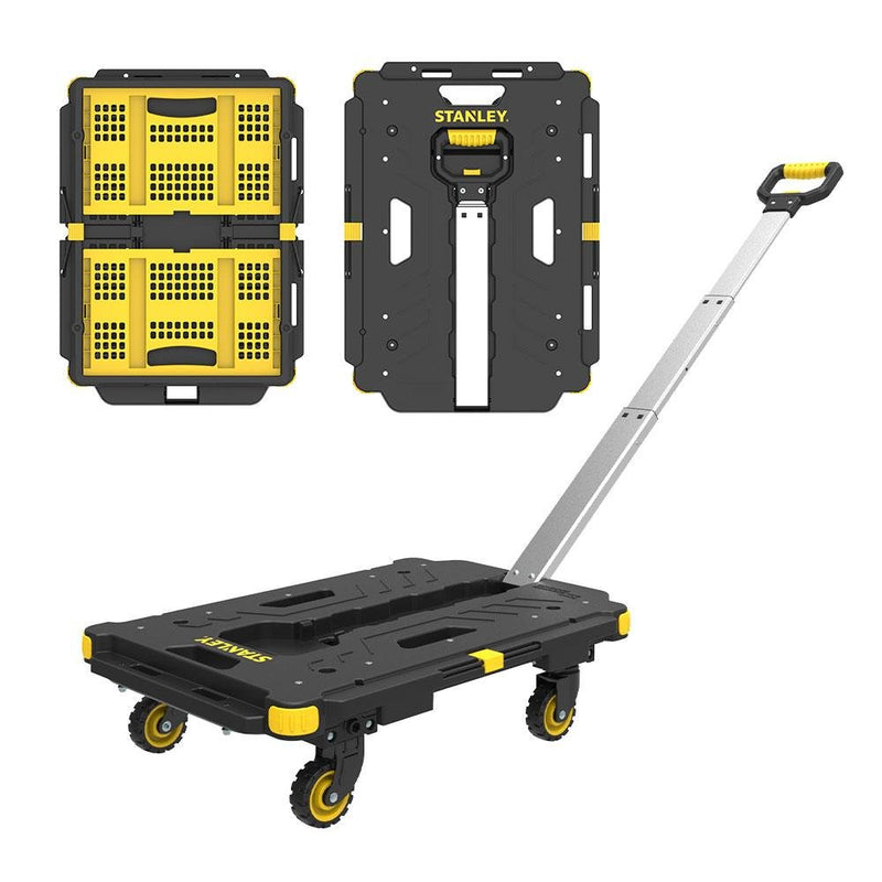 STANLEY PC532B 137kq 62x45sm Dördtəkərli Çəkmə Dəstəyi Yük və Paket Daşıma Arabası + FT505 Çox Məqsədli Daşıma Səbəti