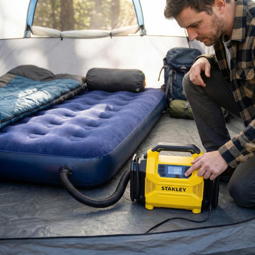 STANLEY SXIF3501 12Volt/220Volt 150 PSI Dijital Basınç Göstergeli Lastik & Yatak Şişirme Pompası + Led Lamba - Onivias