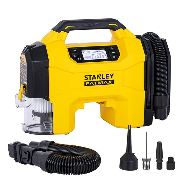 STANLEY SXVI02001 12V/18V 160 PSI Dijital Göstergeli Lastik&Yatak Şişirme+Araç Süpürgesi (Akü Dahil Değildir) SXVI02001 - Onivias