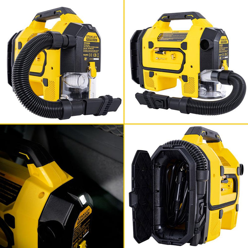 STANLEY SXVI02001 12V/18V 160 PSI Rəqəmsal Ekran Təkər və Yataq Şişirən + Avtomobil Tozsoranı (Batareya Daxil deyil) SXVI02001