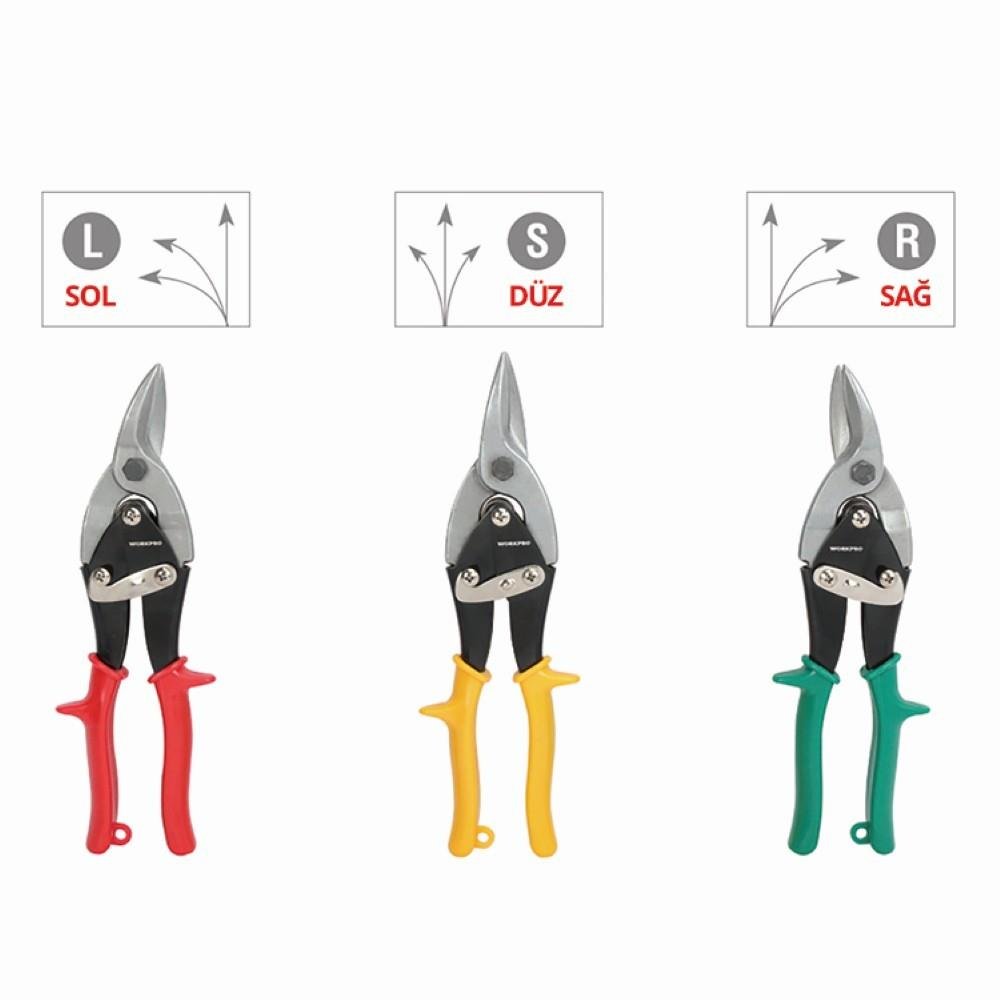 WORKPRO WP200001 250mm 3 Parça Sağ/Sol/Düz Profesyonel Kaportacı Makası - Onivias