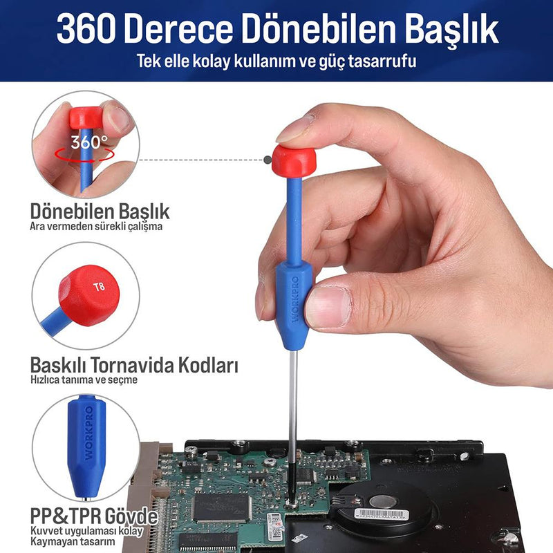 WORKPRO WP200531 12 Parça CR-V Elektronikçi Hassas Profesyonel Onarım Seti