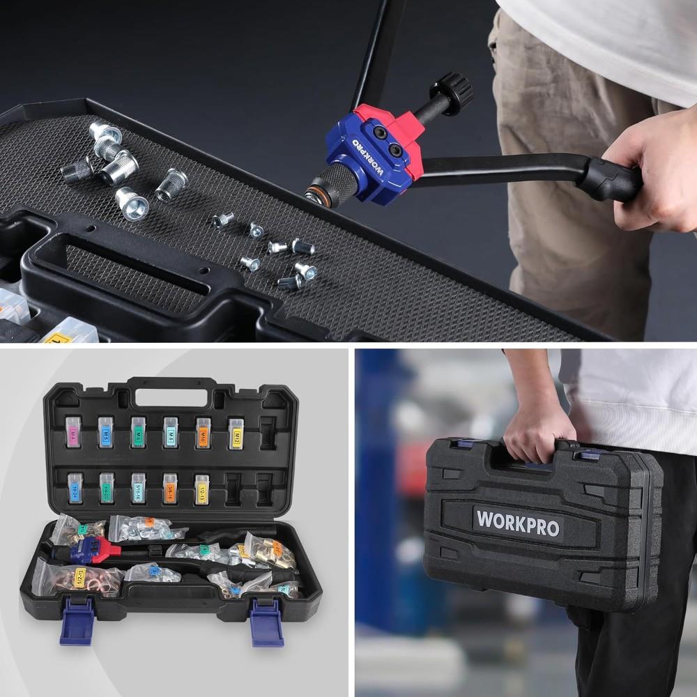 WORKPRO WP200532 400mm INC/MM Ağır Hizmet Kollu Somun Perçinleme Tabancası + 185 Adet Perçin - Onivias