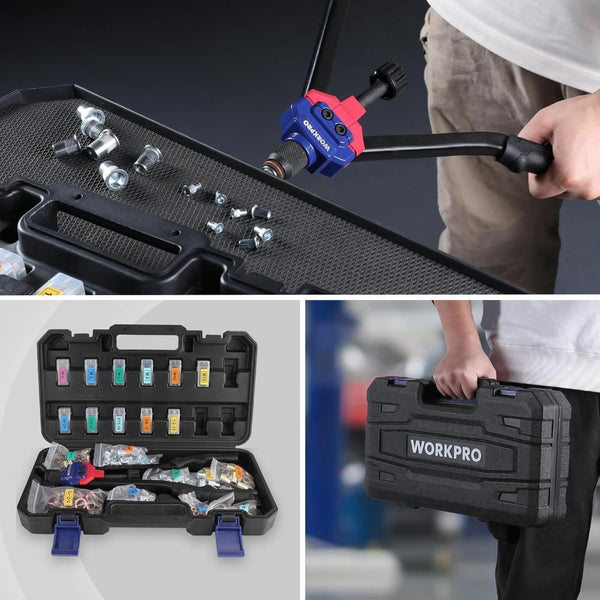 WORKPRO WP200532 400mm INC/MM Ağır Hizmet Kollu Somun Perçinleme Tabancası + 185 Adet Perçin - Onivias