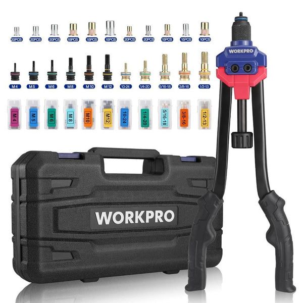 WORKPRO WP200532 400mm INC/MM Ağır Hizmet Kollu Somun Perçinleme Tabancası + 185 Adet Perçin - Onivias