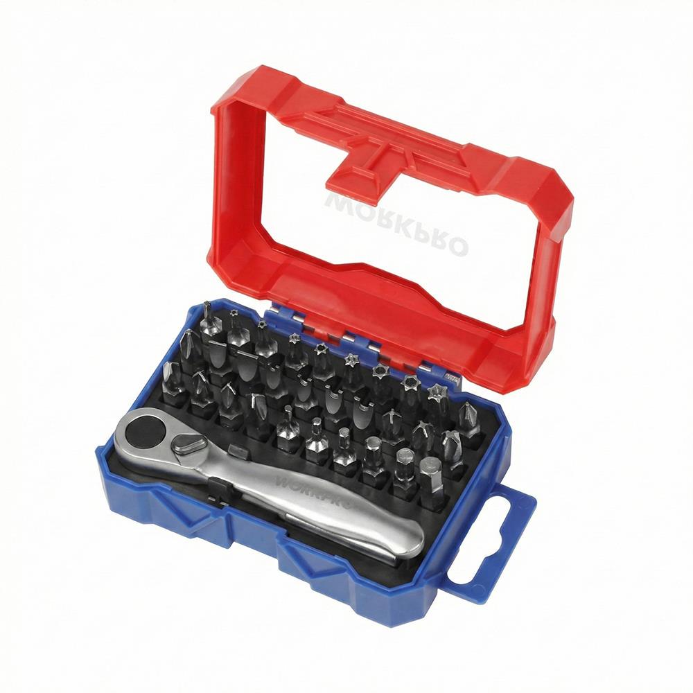 WORKPRO WP200534 32 Parça 1/4'’ Profesyonel Mini Cırcır Lokma Kollu Bits Vidalama Seti - Onivias