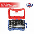 WORKPRO WP200534 32 Parça 1/4'’ Profesyonel Mini Cırcır Lokma Kollu Bits Vidalama Seti - Onivias