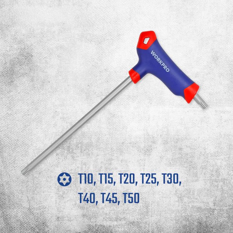 WORKPRO WP200543 8 Parça CR - V T Tipi Uzun Delikli Torx Profesyonel Allen Anahtar Takımı - Onivias