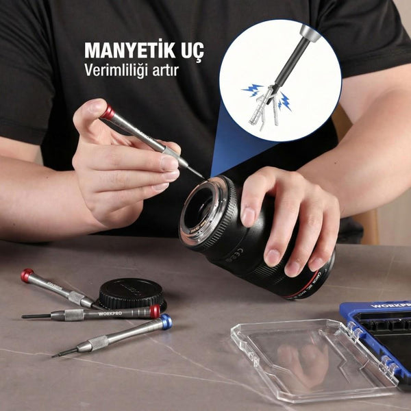 WORKPRO WP200549 6 Parça Profesyonel S2 Manyetik Saatçi Tornavida Seti - Onivias